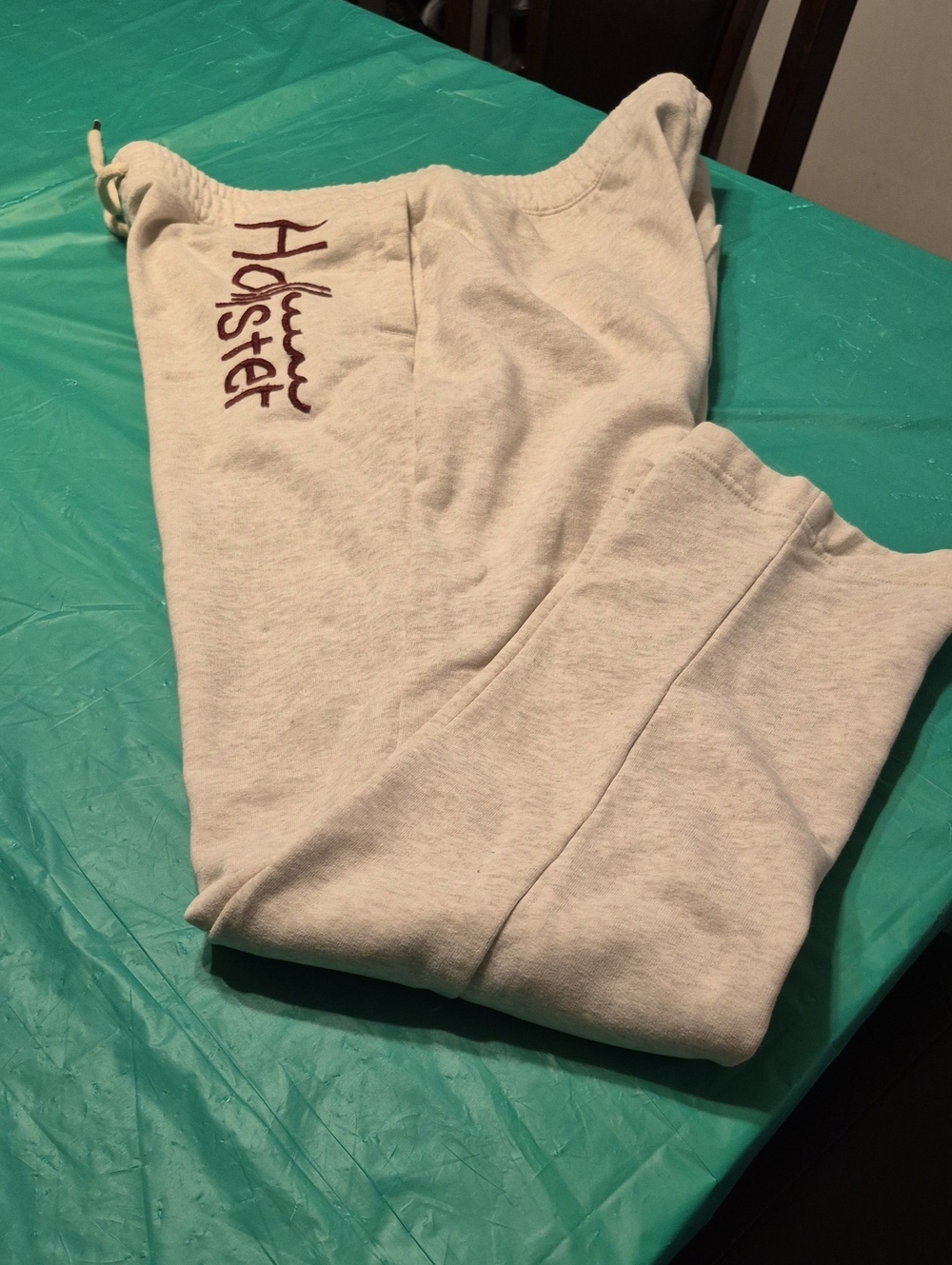 Hollister Light Heather Tan Sweatpants with Brown Script Logo
